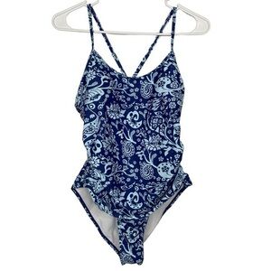 Aimage Blue & White One Piece Tummy Control Swimsuit